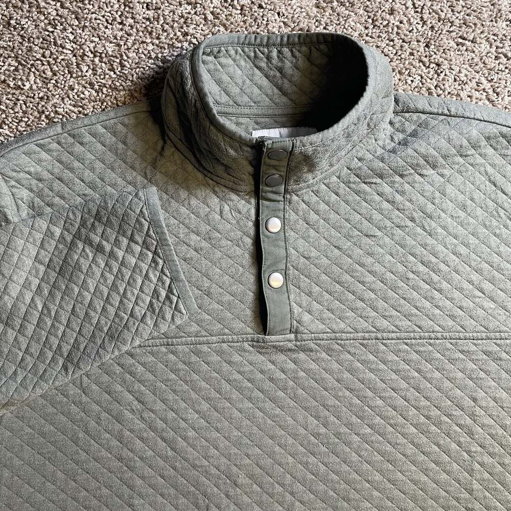 Sonoma Quilted Snap Pullover Mock Neck Sweatshirt XXL sage Green cozy cabin - Picture 8 of 8
